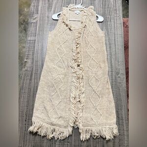 Chic Cream Fringe Women's Sweater Vest
